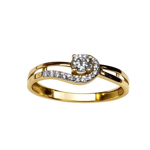 Anillo oro amarillo 18K con circonitas brillantes para mujer