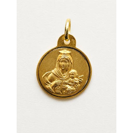Medalla escapulario Virgen del Carmen oro 18 quilates 17 mm [0]