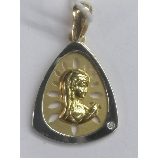 Medalla Virgen Niña Oro 18k con Brillante – Joya Ideal para Comunión y Bautizo