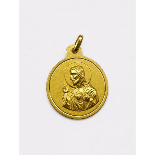 Medalla escapulario Virgen del Carmen y Corazon de Jesus oro 18K 21 mm [1]
