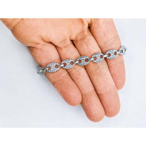 Pulsera calabrote oro blanco 18K con circonitas mujer [3]