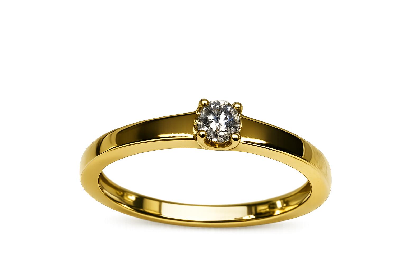 Solitario oro amarillo 18K con diamante brillante 0,12 ct