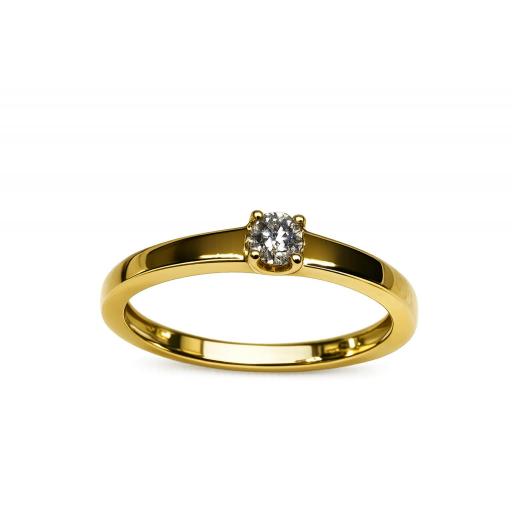 Solitario oro amarillo 18K con diamante brillante 0,12 ct