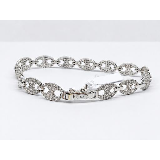 Pulsera calabrote oro blanco 18K con circonitas mujer [1]