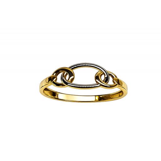 Anillo bicolor oro amarillo y blanco 18K sin piedras para mujer
