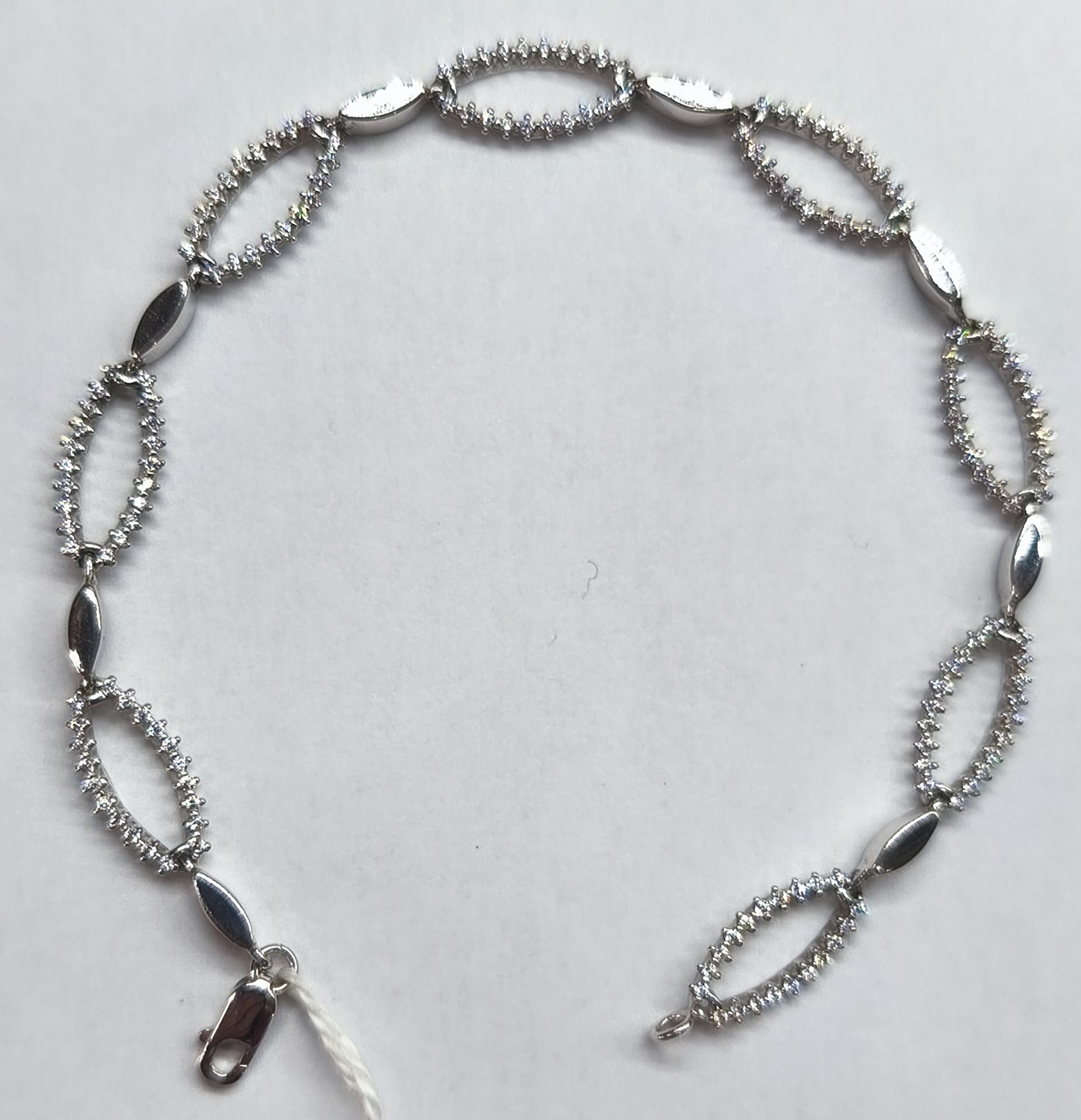 Pulsera oro blanco 18K con circonitas ovaladas mujer