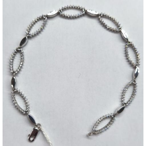 Pulsera oro blanco 18K con circonitas ovaladas mujer [0]