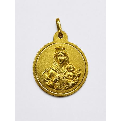 Medalla escapulario Virgen del Carmen y Corazon de Jesus oro 18K 21 mm [0]