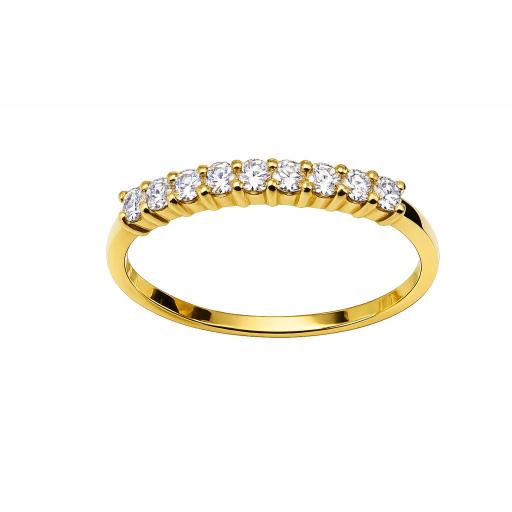 Sortija fina oro amarillo 18K con diamantes brillantes 0,30 ct