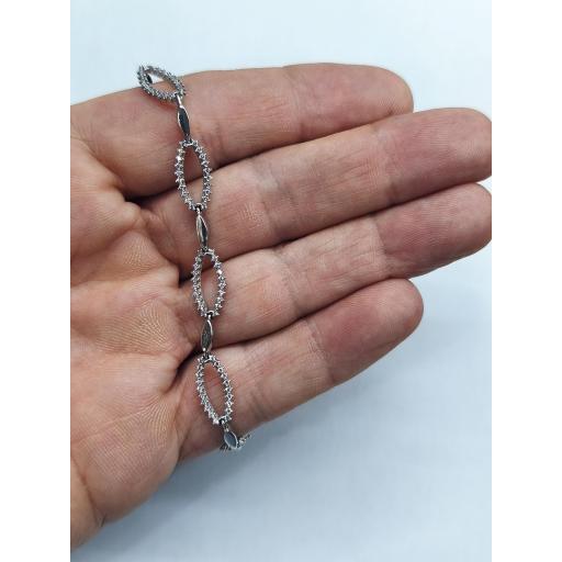 Pulsera oro blanco 18K con circonitas ovaladas mujer [2]
