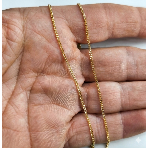 Cadena Barbada Plana de Oro de 18 Quilates 60 cm y 1,30 mm – Cadena Finita y Fuerte para Hombre [1]