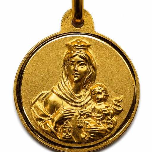 Medalla Virgen del Carmen oro 18 quilates 19 mm mate filo liso [0]