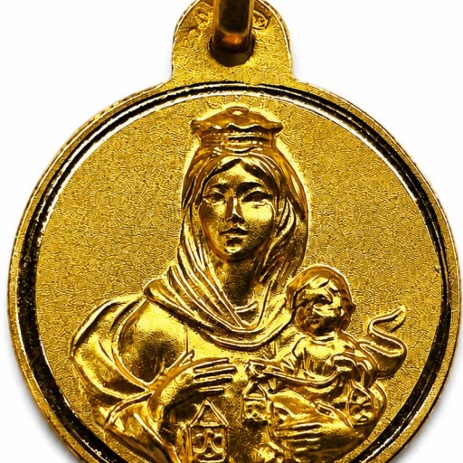 Medalla Virgen del Carmen oro 18 quilates 15 mm trasera lisa