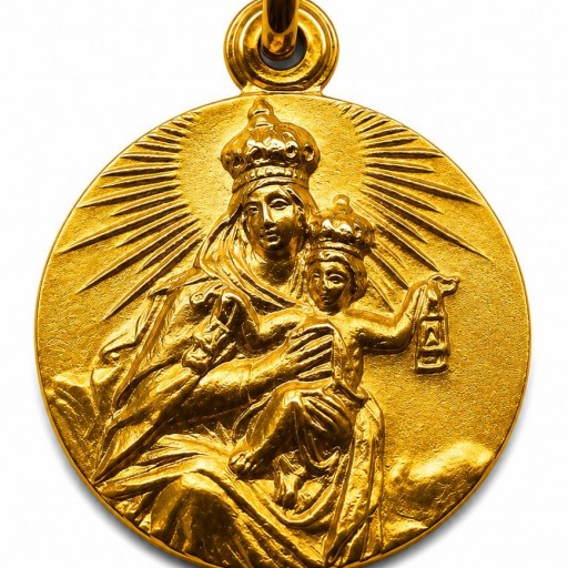 Medalla Virgen del Carmen oro 18 quilates 17 mm sin filo