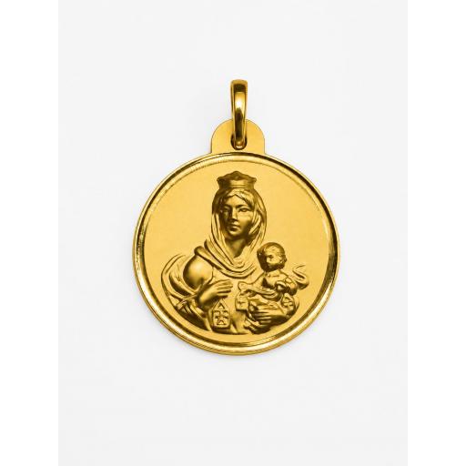 Medalla Virgen del Carmen oro 18 quilates escapulario 19 mm mate y brillo [0]