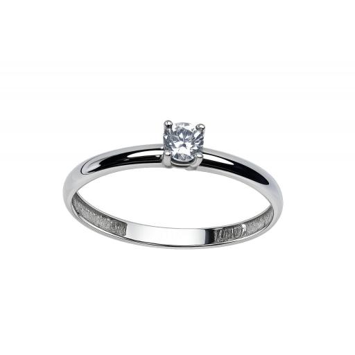 Solitario de oro blanco 18K con circonita para pedida talla 10