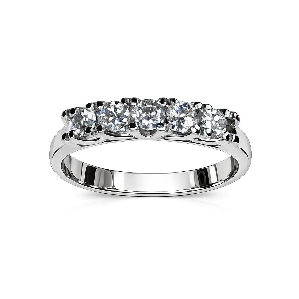 Anillo oro blanco 18K con 5 diamantes 0,58 ct para mujer