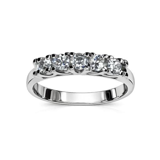 Anillo oro blanco 18K con 5 diamantes 0,58 ct para mujer