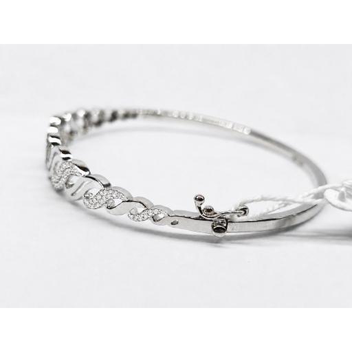 Pulsera rígida oro blanco 18K con circonitas para mujer [1]