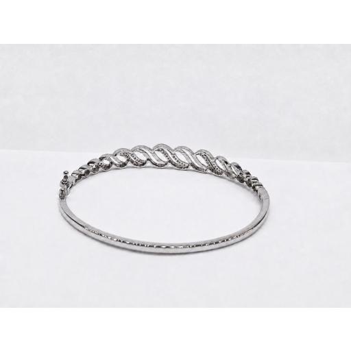 Pulsera rígida oro blanco 18K con circonitas para mujer [2]