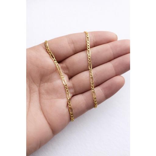 Cadena de oro 18 quilates estilo Cartier 3x1 hueca 60 cm 2,40 mm – ligera para hombre [2]