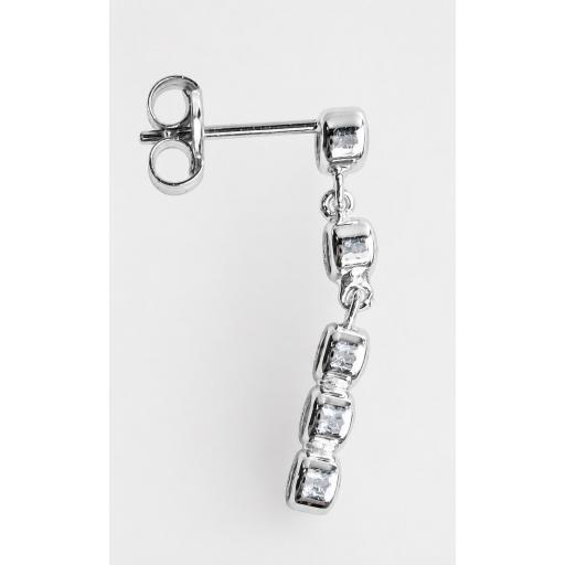 Pendientes largos novia oro blanco 18K con circonitas articulados [1]