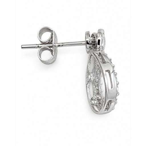 Pendientes pequeños oro blanco 18K con circonitas articulados [1]