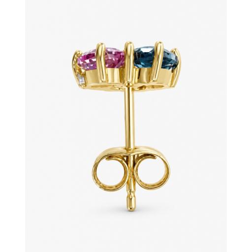 Pendientes pequeños oro amarillo 18K con circonitas de colores [1]