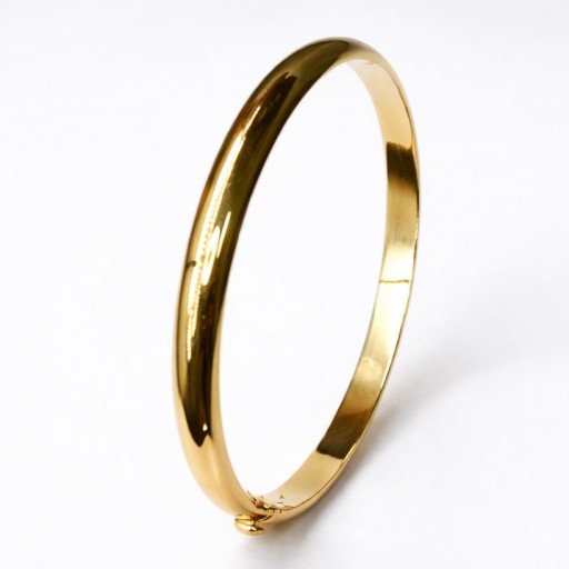 Pulsera de Oro Amarillo 18K Media Caña para Mujer con Cierre de Seguridad - Descuento Especial