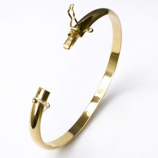 Pulsera de Oro Amarillo 18K Media Caña para Mujer con Cierre de Seguridad - Descuento Especial [1]
