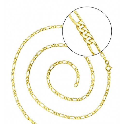 Cadena de oro de 18 quilates 3x1 de 50 cm, 2 mm de ancho, semi hueca, con cierre de reasa