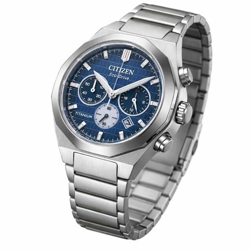Reloj cronógrafo Citizen Super Titanium Zenshin Senkei Eco-Drive 41 mm esfera azul CA4691-59L