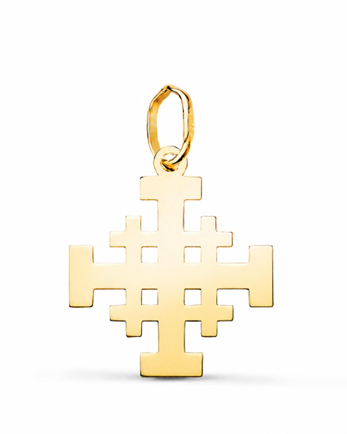 Colgante cruz de Jerusalén oro amarillo tamaño pequeño 18K 17x15 mm
