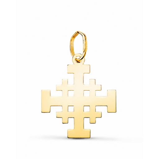 Colgante cruz de Jerusalén oro amarillo tamaño pequeño 18K 17x15 mm [0]