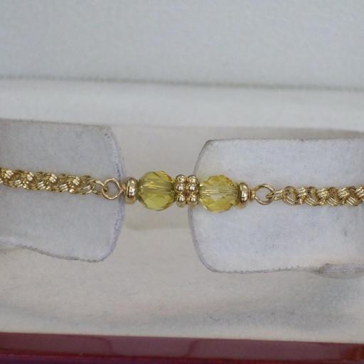 Preciosa Pulsera Oro Con Piedras Centrales Muy Juvenil Oro 18 Quilates [0]