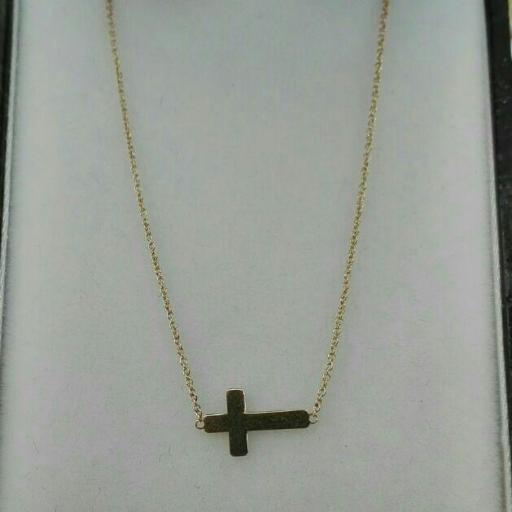 Gargantilla Con Cruz Horizontal En Oro Amarillo 18 Quilates ¡Ponte A La Moda! [0]