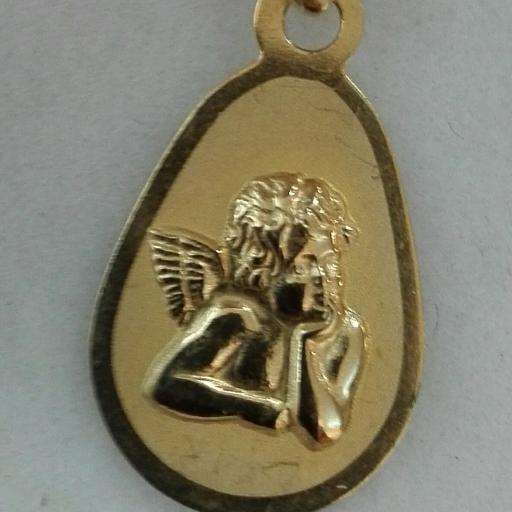 Medalla Para Niño En Oro 18 Quilates Tamaño Bebe Angel de la Guarda [0]