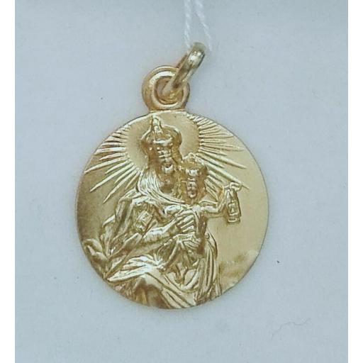  Medalla Oro Virgen Del Carmen Sin Filo 18 Quilates