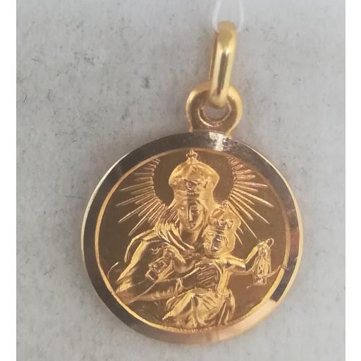 Medalla Escapulario Oro Virgen Carmen Pequeña Filo Liso [0]
