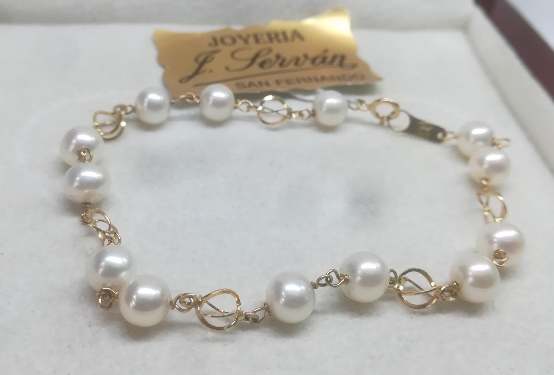Pulsera Niña oro cadena con perlas