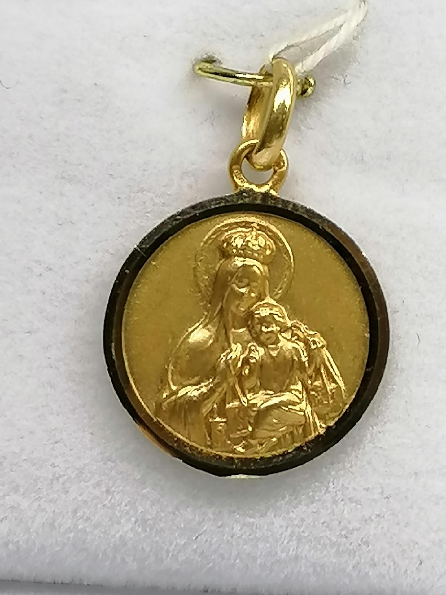 Medalla De Oro 18 Quilates Virgen Del Carmen Filo Liso Ideal Bautizo