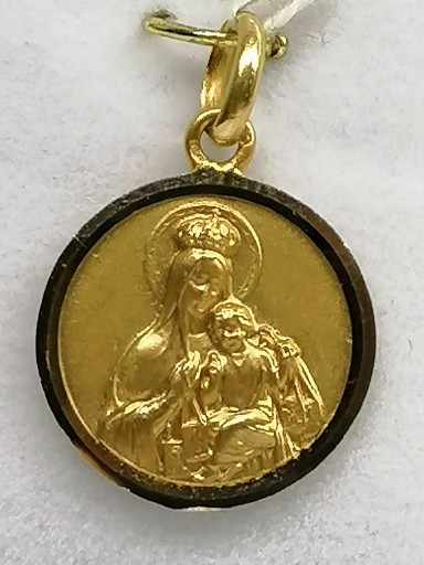 Medalla De Oro 18 Quilates Virgen Del Carmen Filo Liso Ideal Bautizo [0]