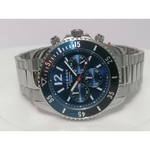 Reloj Viceroy Hombre Multifuncion Azul En Acero 401225-35
