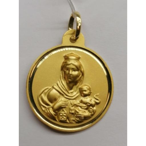 MEDALLA ESCAPULARIO VIRGEN DEL CARMEN ORO 24 MM DIAMETRO [0]