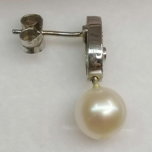 Pendientes Con Perlas Cultivadas Y Brillantes Montadas En Oro 18 Quilates [1]
