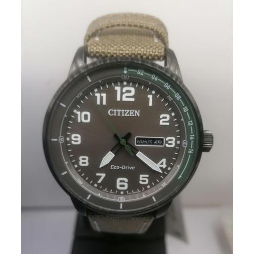 Reloj Citizen Eco Drive BM8595-16H de acero negro con correa de nylon gris para hombre [0]