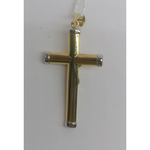 Cruz de Oro 18 quilates con Cristo detallado y extremos en Oro Blanco [2]