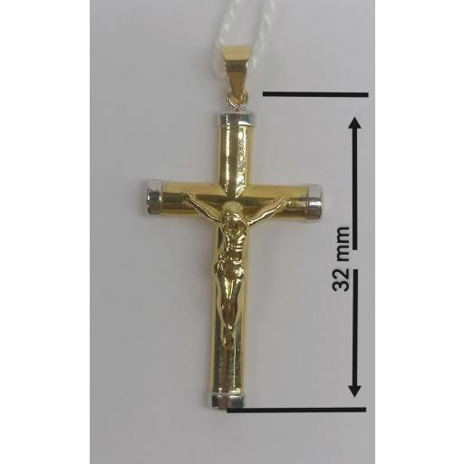 Cruz de Oro 18 quilates con Cristo detallado y extremos en Oro Blanco [1]