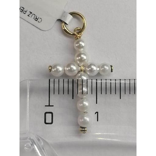 Cruz de Oro 18K con Perlas Cultivadas para Gargantilla - Ideal Comunión y Mujer [1]