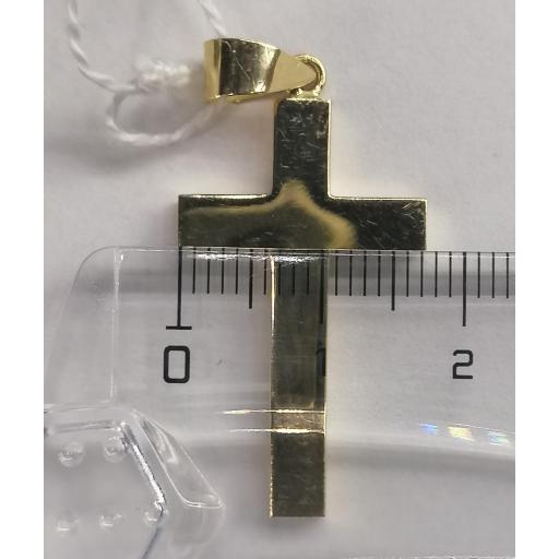 Cruz de Oro Cuadrada Lisa 18K Semihueca Unisex - Ideal para Hombre, Mujer y Niño [1]